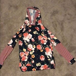 Floral/Stripe Hoodie (light weight)